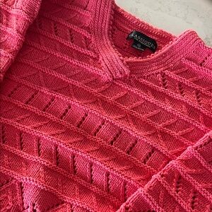V I N T A G E : Classiques For Nordstrom Women's V-Neck Coral Cotton Sweater